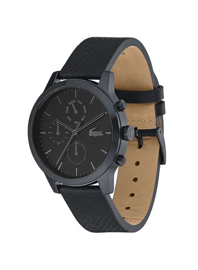 Lacoste Men’s Watch 2010997 – Black Dial with Leather Strap - Image 2